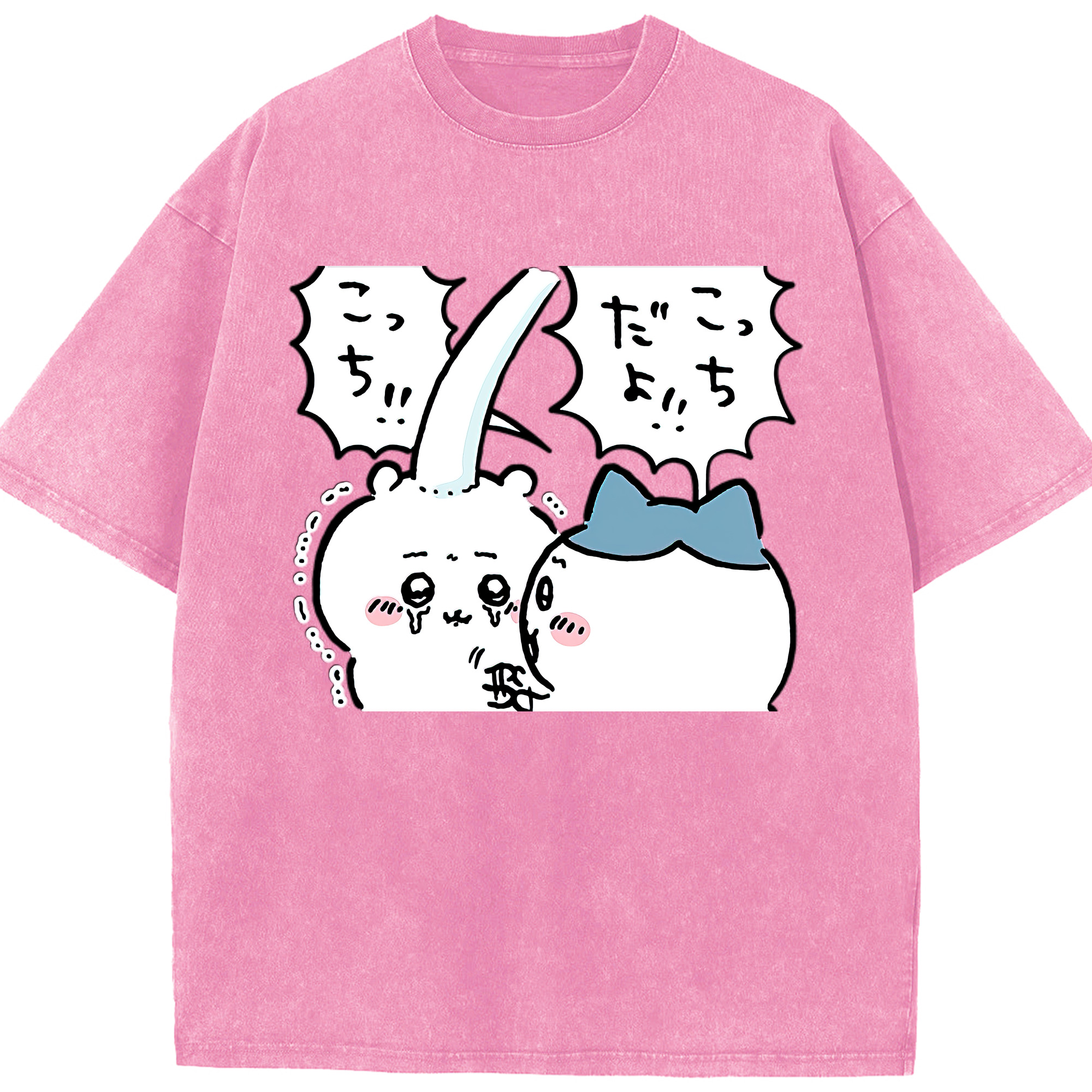 （画像用） ちいかわ ハチワレ Chii-kawa hachiware 綿100% ヴィンテージ風 半袖Tシャツ（フロントプリント）